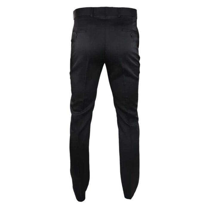 Mens Black Satin Trousers Tuxedo Dinner Suit Smart Formal Classic Regular - Knighthood Store