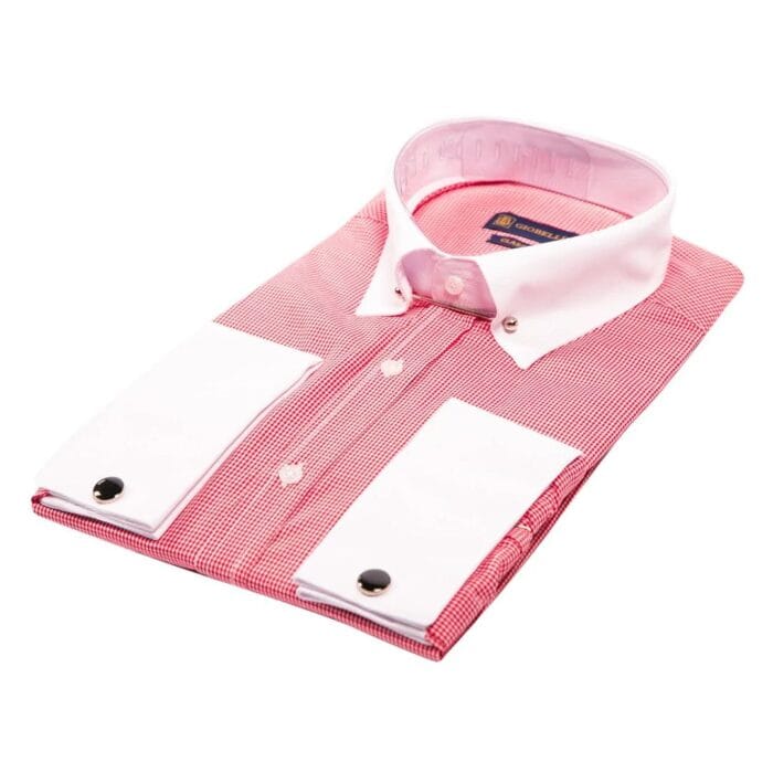 Mens Club Collar Shirt With Bar Poplin Pin White Black 1920s Peaky Blinders - Knighthood Store