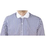 Mens Penny Button Shirt Round Collar Peaky Blinders Stripe Regular Fit Classic - Knighthood Store