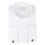 Mens White Nehru Classic Round Removable Collar Button Shirt Slim Regular Fit - Knighthood Store