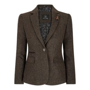 Damen Tweed Fischgrätenmuster Blazer Jacke Weste Braun 1920er Vintage Maßgeschneidert - Knighthood Store