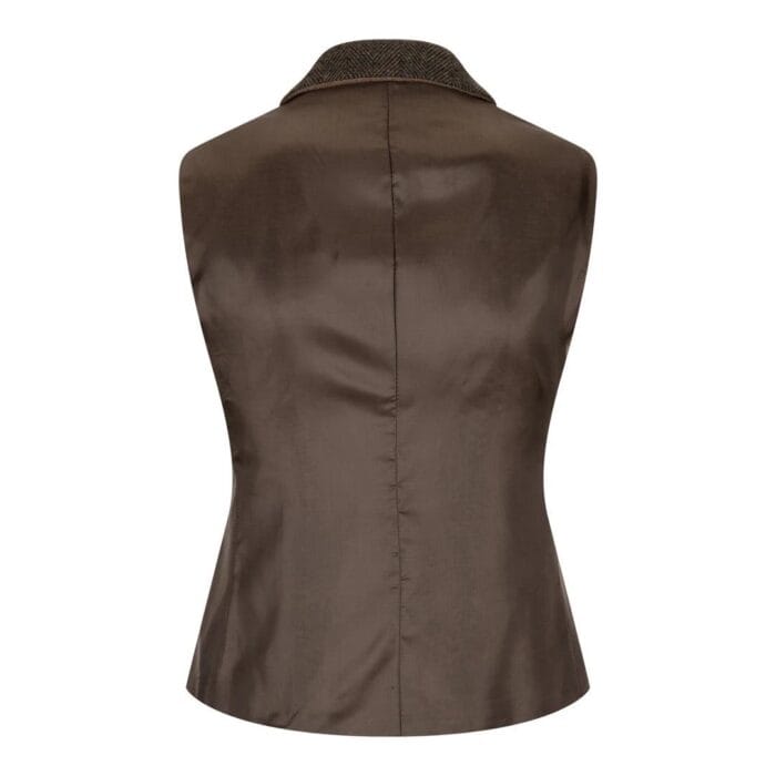 Womens Tweed Herringbone Blazer Jacket Waistcoat Brown 1920s Vintage Tailored - Knighthood Store