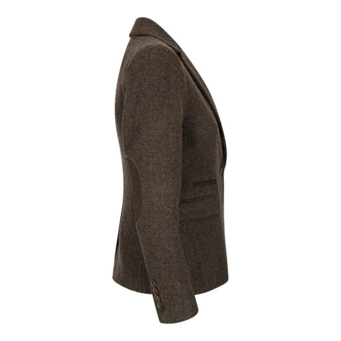 Womens Tweed Herringbone Blazer Jacket Waistcoat Brown 1920s Vintage Tailored - Knighthood Store