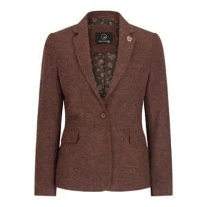 Ladies Tweed Suit Blazer Trousers Waistcoat Herringbone Wool Vintage Rust Brown - Knighthood Store