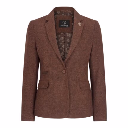 Ladies Tweed Suit Blazer Trousers Waistcoat Herringbone Wool Vintage Rust Brown - Knighthood Store