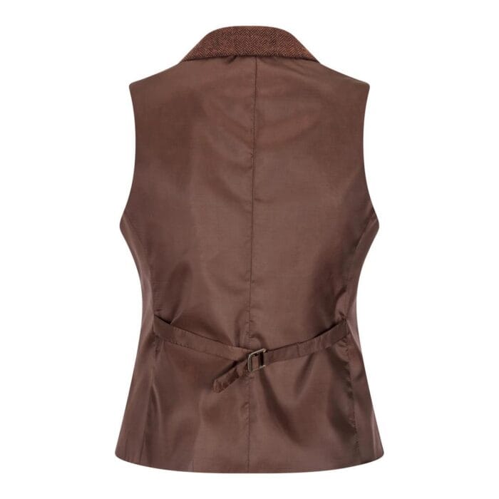 Ladies Tweed Suit Blazer Trousers Waistcoat Herringbone Wool Vintage Rust Brown - Knighthood Store