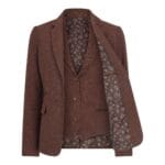 Costume en tweed pour femme, blazer, pantalon, gilet, chevrons, laine, marron rouille vintage - Knighthood Store