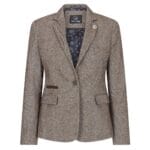 Womens Tweed Blazer Jacket 1920s Vintage Elbow Patch Waistcoat Blinders Tan - Knighthood Store
