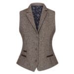 Womens Tweed Blazer Jacket 1920s Vintage Elbow Patch Waistcoat Blinders Tan - Knighthood Store
