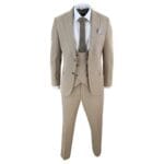 Costume 3 pièces en tweed pour homme, coupe croisée, couleur chêne fauve, coupe ajustée, mariage - Knighthood Store
