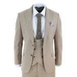 Costume 3 pièces en tweed pour homme, coupe croisée, couleur chêne fauve, coupe ajustée, mariage - Knighthood Store