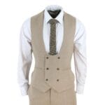 Costume 3 pièces en tweed pour homme, coupe croisée, couleur chêne fauve, coupe ajustée, mariage - Knighthood Store