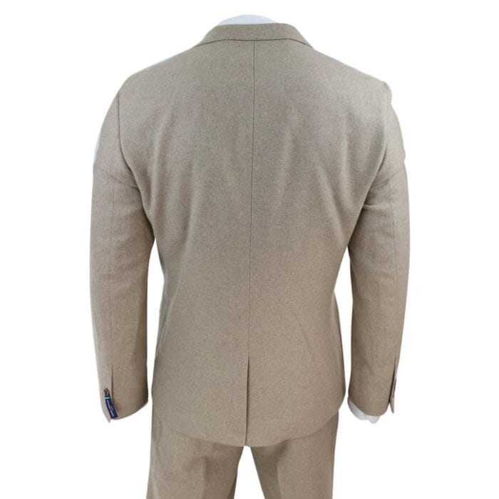 Herren Tweed 3-teiliger Anzug in Hellbraun/Oak, zweireihig, maßgeschneiderte Passform, Hochzeit - Knighthood Store