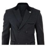Cappotto doppiopetto lungo 3/4 da uomo in lana, stile Peaky Blinders - Knighthood Store