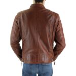 Mens Tan Brown Short Biker Real Leather Jacket Vintage Tailored Fit Genuine - Knighthood Store