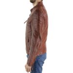 Mens Tan Brown Short Biker Real Leather Jacket Vintage Tailored Fit Genuine - Knighthood Store