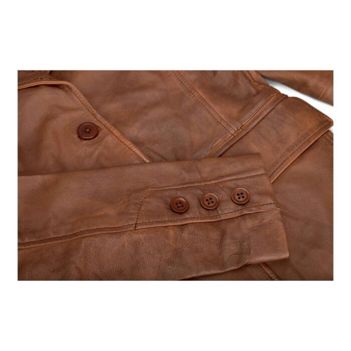 Chaqueta blazer ajustada de cuero negro auténtico para mujer - Knighthood Store