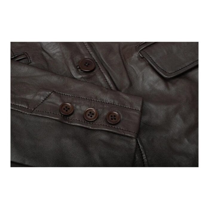 Chaqueta blazer ajustada de cuero negro auténtico para mujer - Knighthood Store