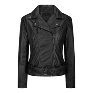 Damenjacke im Bikerstil, Echtleder, schmale Passform, weicher Reißverschluss, schwarz - Knighthood Store