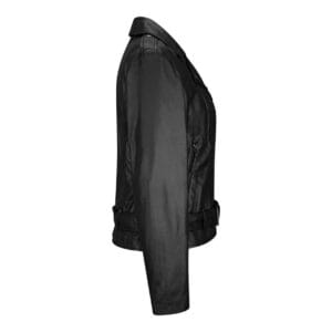 Giacca da motociclista in vera pelle nera da donna, vestibilità slim, con cerniera morbida - Knighthood Store