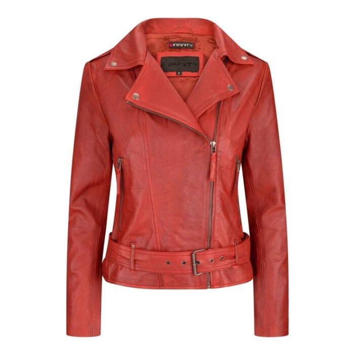 Ladies Womens Black Real Leather Slim Fit Soft Zip Biker Style Jacket - Knighthood Store