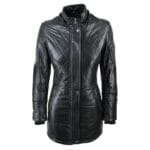 Chaqueta de invierno de piel auténtica con capucha y parka negra para mujer - Knighthood Store