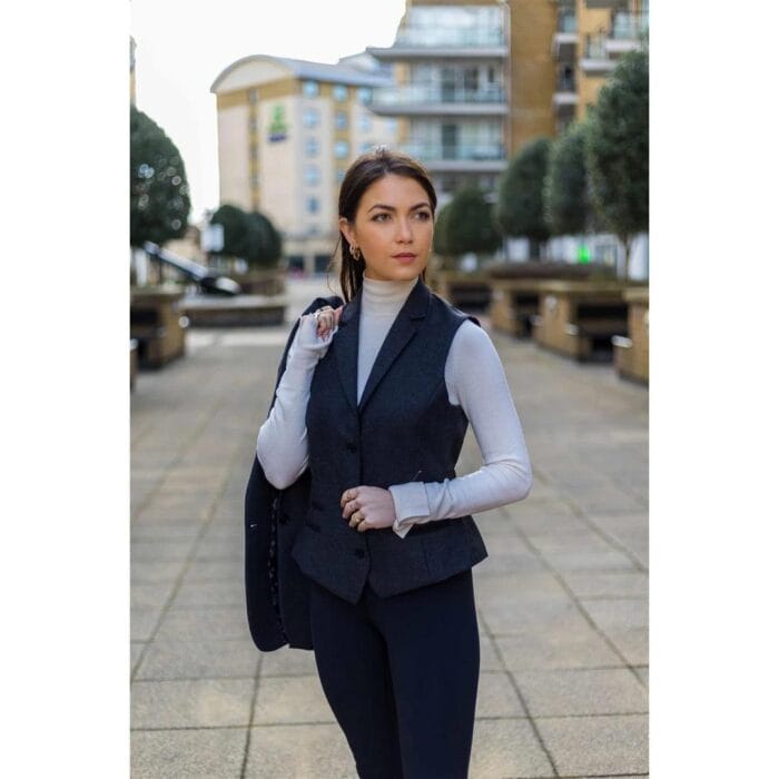 Gilet blazer noir en tweed à chevrons pour femme, style classique, décontracté et élégant, style vintage des années 1920 - Knighthood Store