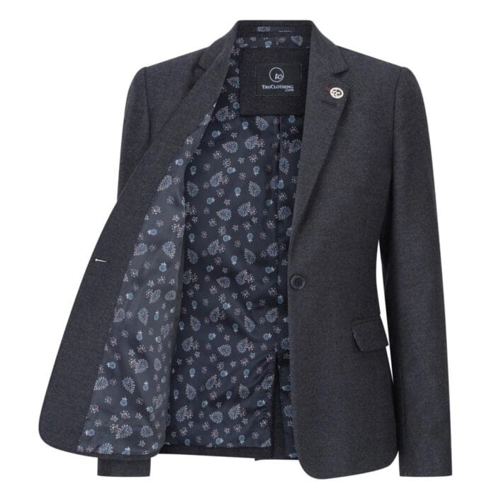 Gilet blazer noir en tweed à chevrons pour femme, style classique, décontracté et élégant, style vintage des années 1920 - Knighthood Store