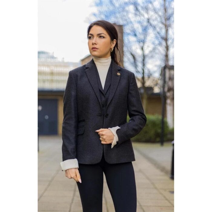 Gilet blazer noir en tweed à chevrons pour femme, style classique, décontracté et élégant, style vintage des années 1920 - Knighthood Store