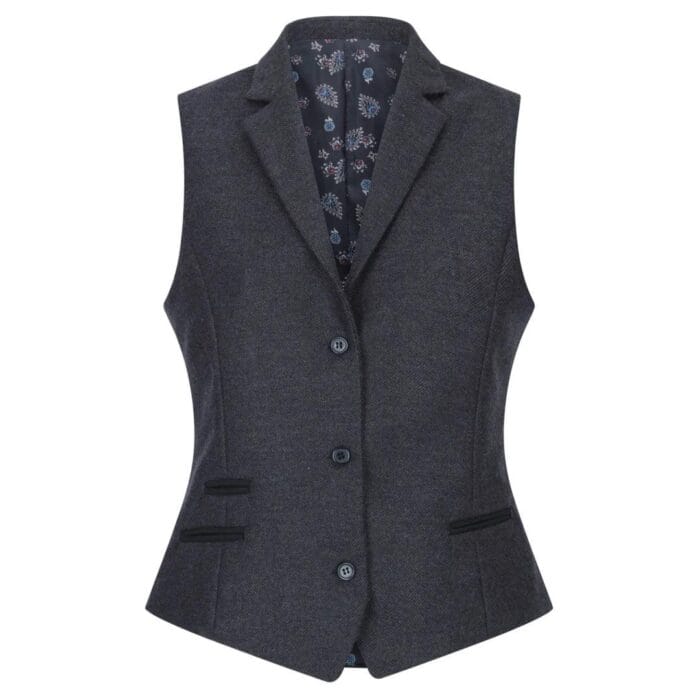 Gilet blazer noir en tweed à chevrons pour femme, style classique, décontracté et élégant, style vintage des années 1920 - Knighthood Store
