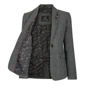 Blazer grigio da donna in tweed a spina di pesce, stile anni '20, gilet Peaky, vestibilità su misura, vintage - Knighthood Store