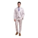 Mens Cream 3 Piece Suit Lightweight Tailored Fit - Knighthood Store