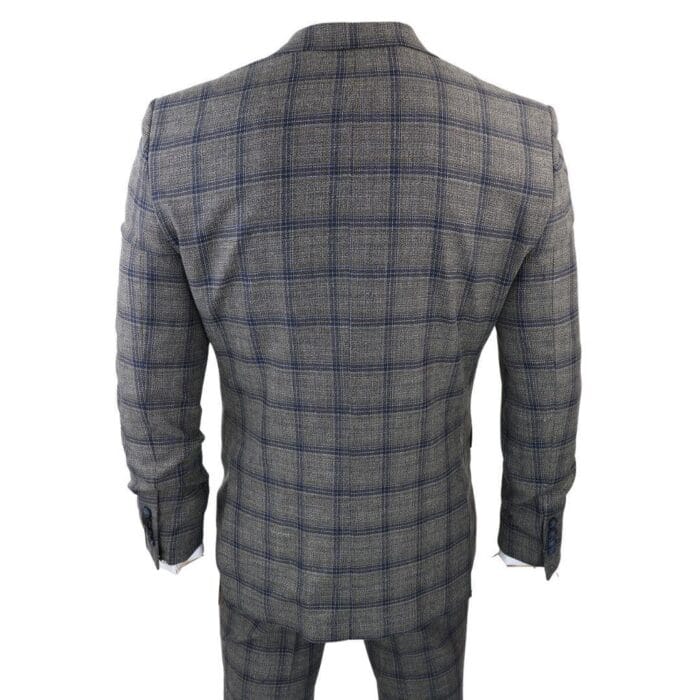 Traje de tres piezas a cuadros gris oscuro para hombre - Trajes formales de negocios - Tienda Knighthood
