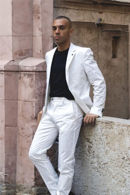 Abito estivo da uomo 2 pezzi color crema, elegante, casual, classico, stile italiano, su misura - Knighthood Store