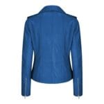 Giacca da motociclista da corsa in vera pelle blu morbida da donna e ragazza - Knighthood Store