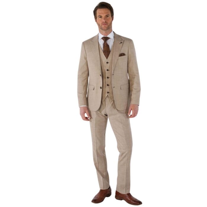 Abito da uomo 3 pezzi beige su misura per matrimonio estivo - Knighthood Store