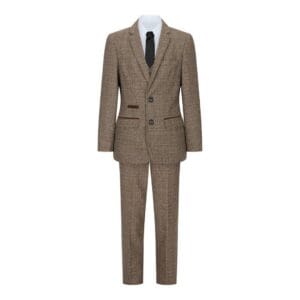 Completo da ragazzo marrone a 3 pezzi in tweed a quadri, stile retrò vintage, vestibilità su misura, anni '20 - Knighthood Store