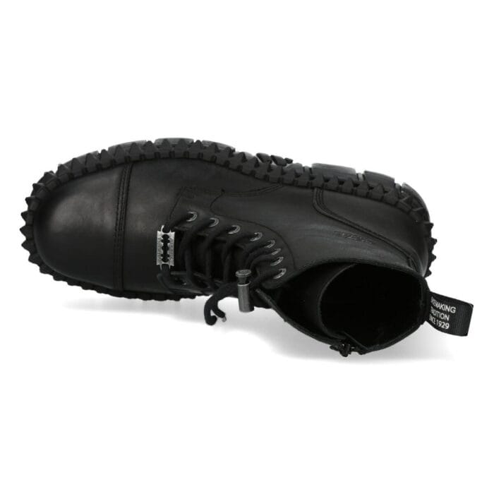 New Rock Boots Punk WALL083CCT-S6 Metallic Schwarze Leder Plateau Stiefeletten - Knighthood Store