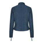 Chaqueta de motociclista azul marino de cuero auténtico para mujer - Knighthood Store
