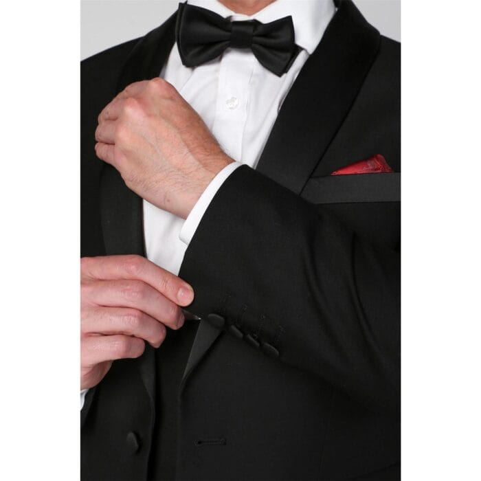 Abito da uomo smoking nero 3 pezzi con revers a scialle, abito da sposa formale - Knighthood Store