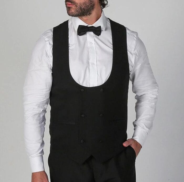 Abito da uomo smoking nero 3 pezzi con revers a scialle, abito da sposa formale - Knighthood Store