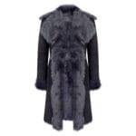 Manteau 3/4 gris en peau de mouton véritable de Toscane, coupe ajustée, pour femme - Knighthood Store