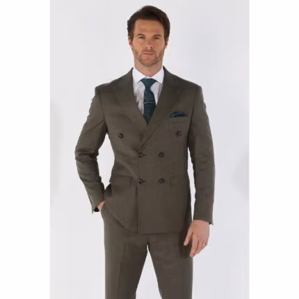 Men's Suit 2 Piece Sage Green Double Breasted Tailored Fit Summer Wedding - Knighthood Store