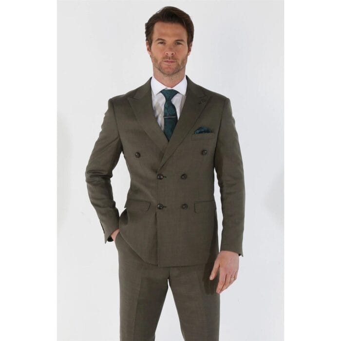 Costume homme 2 pièces vert sauge, croisé, coupe ajustée, mariage d'été - Knighthood Store