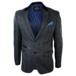 Giacca blazer aderente in tweed a spina di pesce vintage a quadri da uomo, marrone chiaro - Knighthood Store