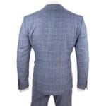 Mens Blue 3 Piece Suit Vintage Navy Tan Check Tailored Fit Classic Gatsby 1920s - Knighthood Store