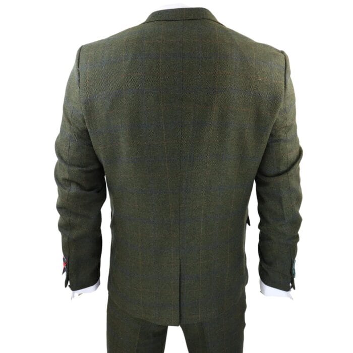 Men's 3 Piece Suit Wool Tweed Green Blue Brown Check 1920s Gatsby Formal Dress Suits - Knighthood Store