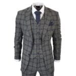 Costume 3 pièces gris foncé à carreaux pour homme - Tenue de soirée - Knighthood Store