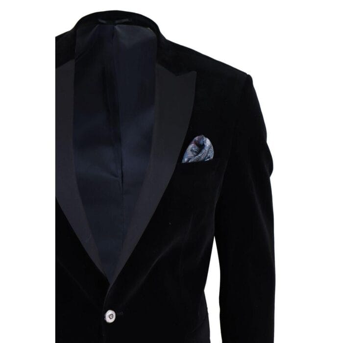 Mens Soft Velvet 1 Button Dinner Jacket Tuxedo Blazer Smart Casual Tailored Fit - Knighthood Store