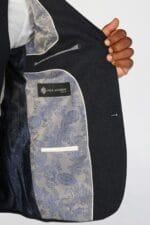 Men's Blazer Navy Blue Wool Blend Tweed Sport Coat Tailored Fit - Image 3